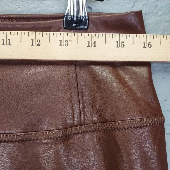 BAGATELLE Faux Leather Pants Women's L Tan Brown Stretch High Rise Pull On Lined - Picture 8 of 11
